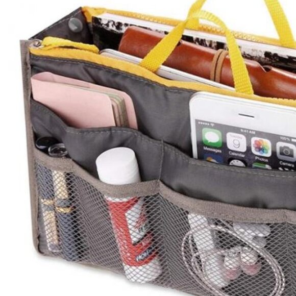 Purse Organizer/ Handbag Insert / Divider /Cosmetic Case/ Gray - NWT - Picture 2 of 9